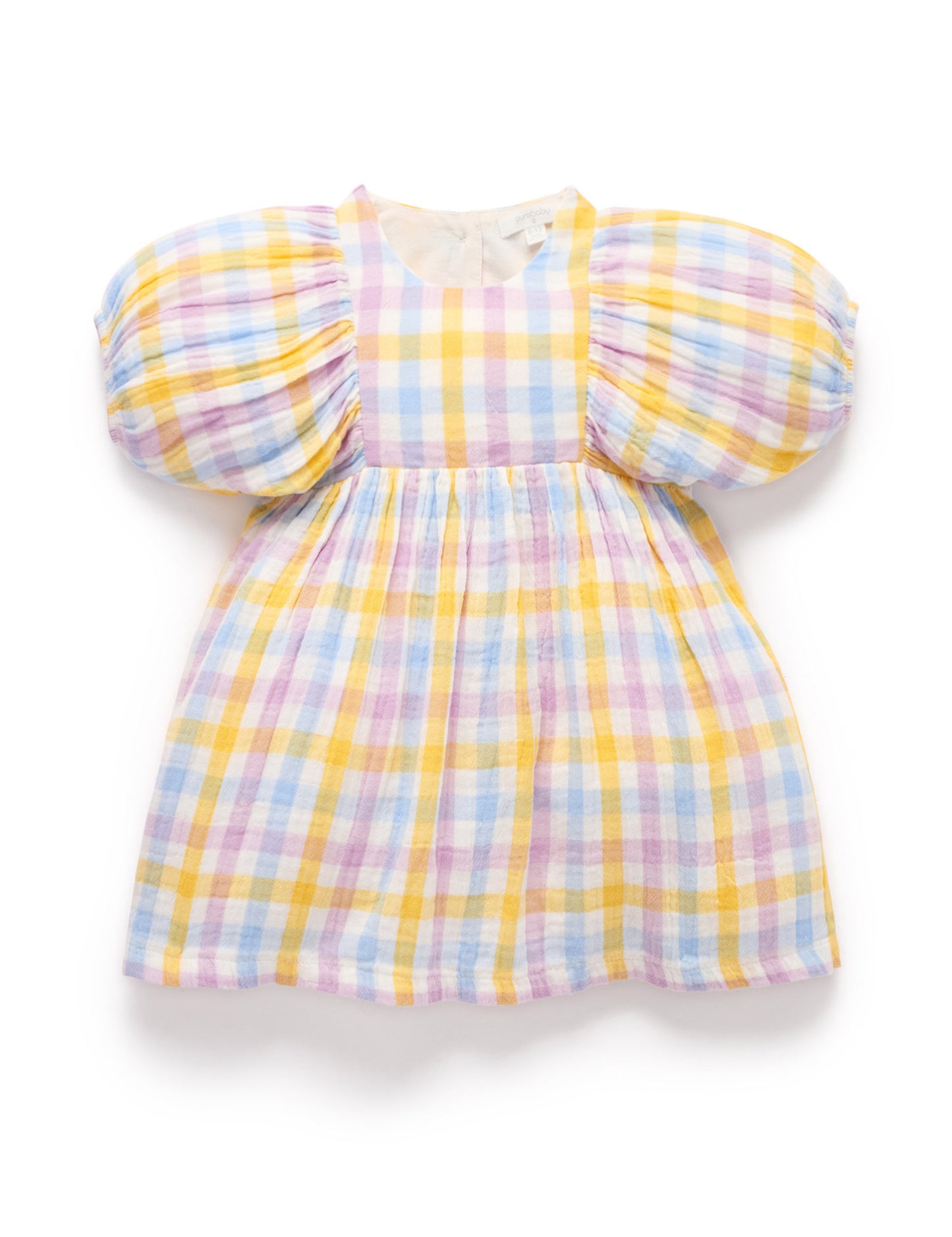 Gathered Dress in Lila Check