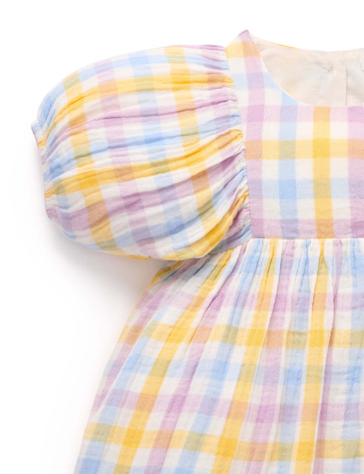 Gathered Dress in Lila Check