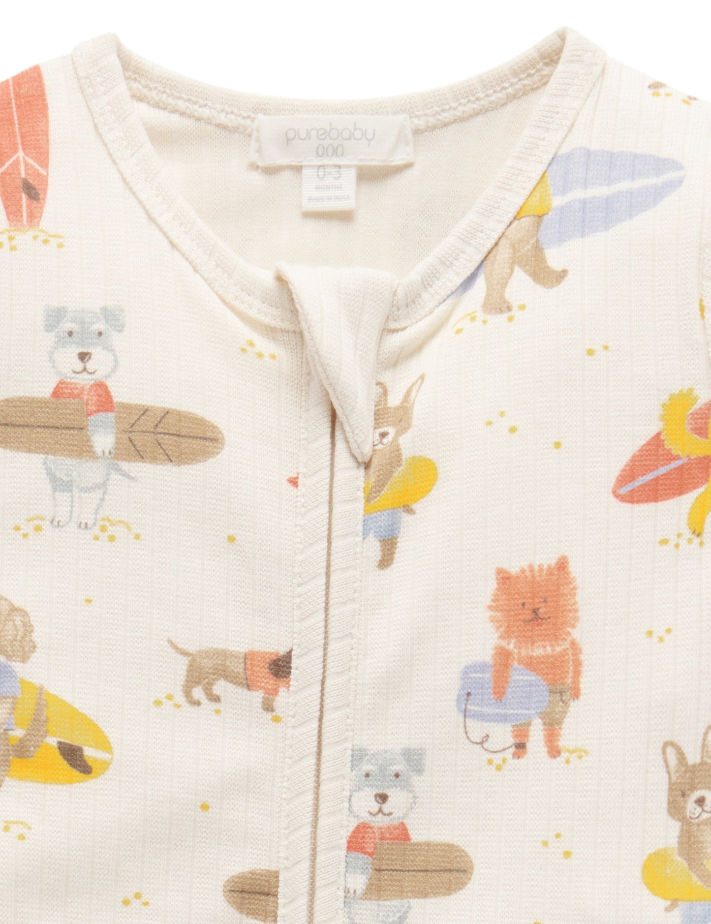 Rib Zip Growsuit in Surfing Dogs