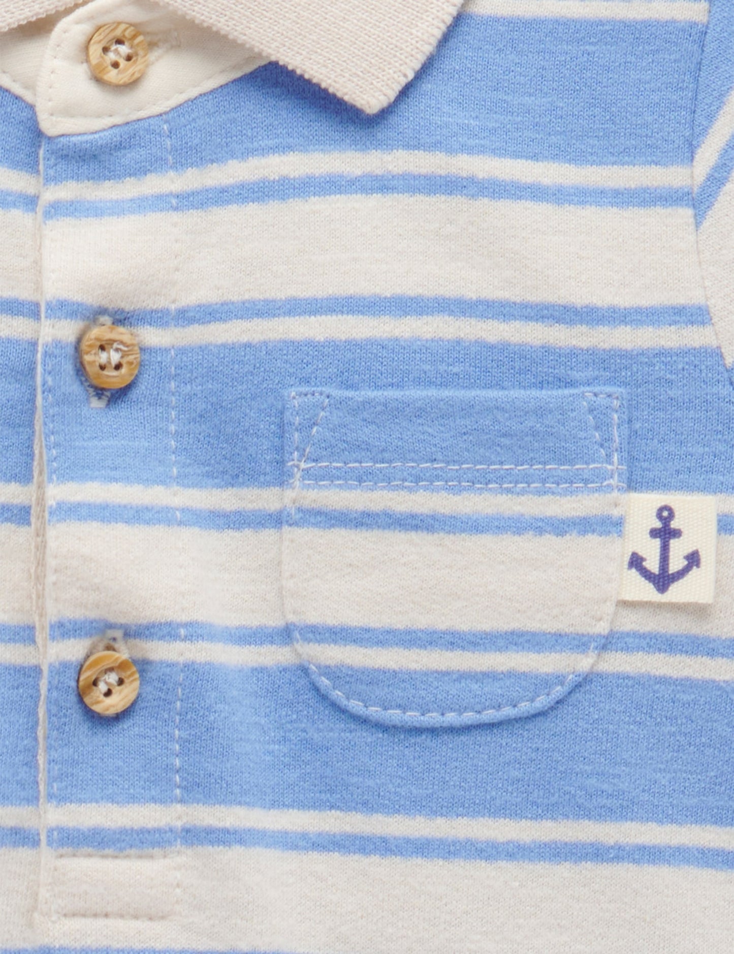 Striped Polo Growsuit in Ocean