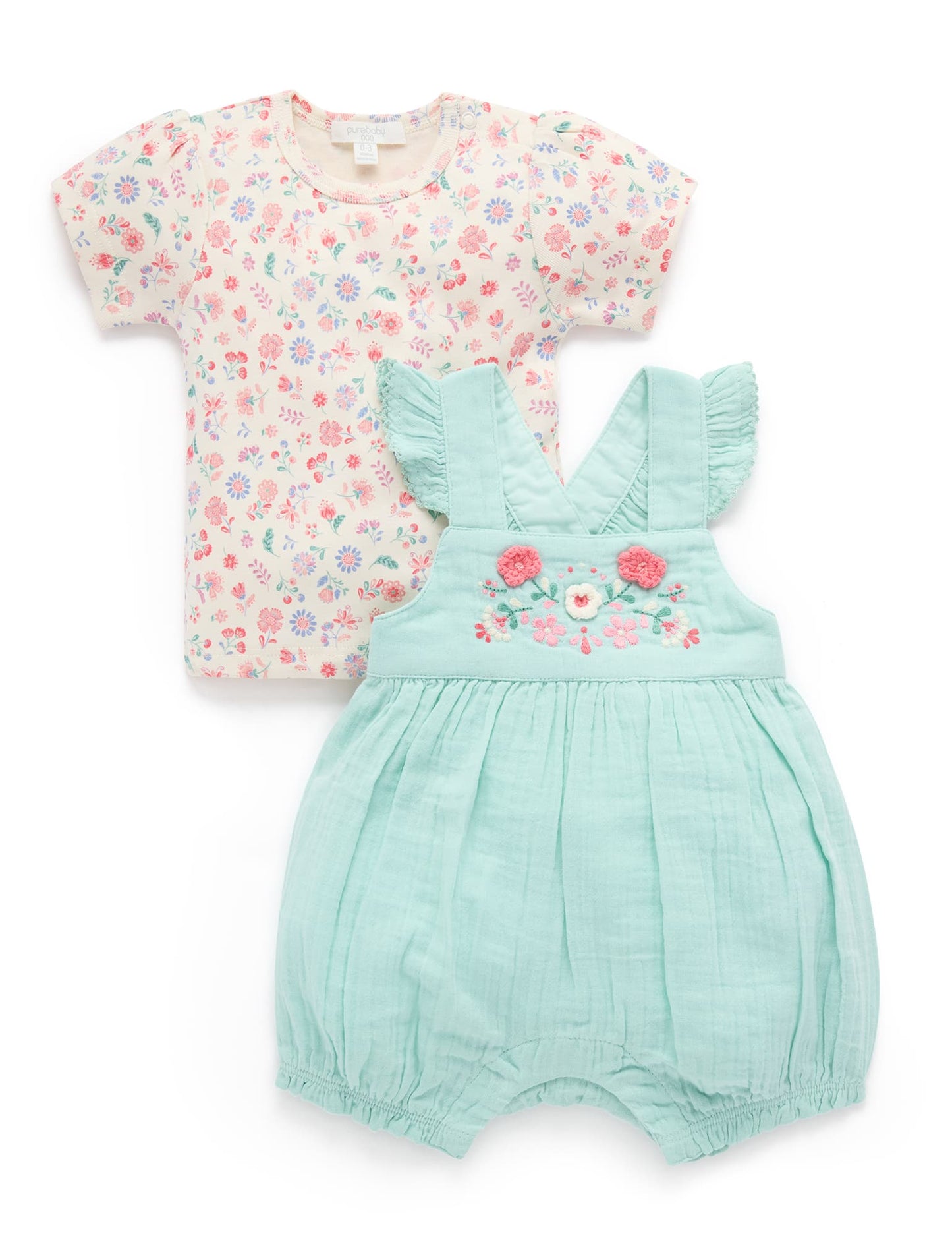 Embroidered Overall Set in Aloe