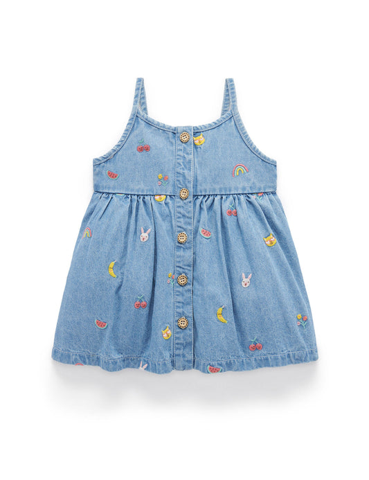 Chambray Broderie Dress