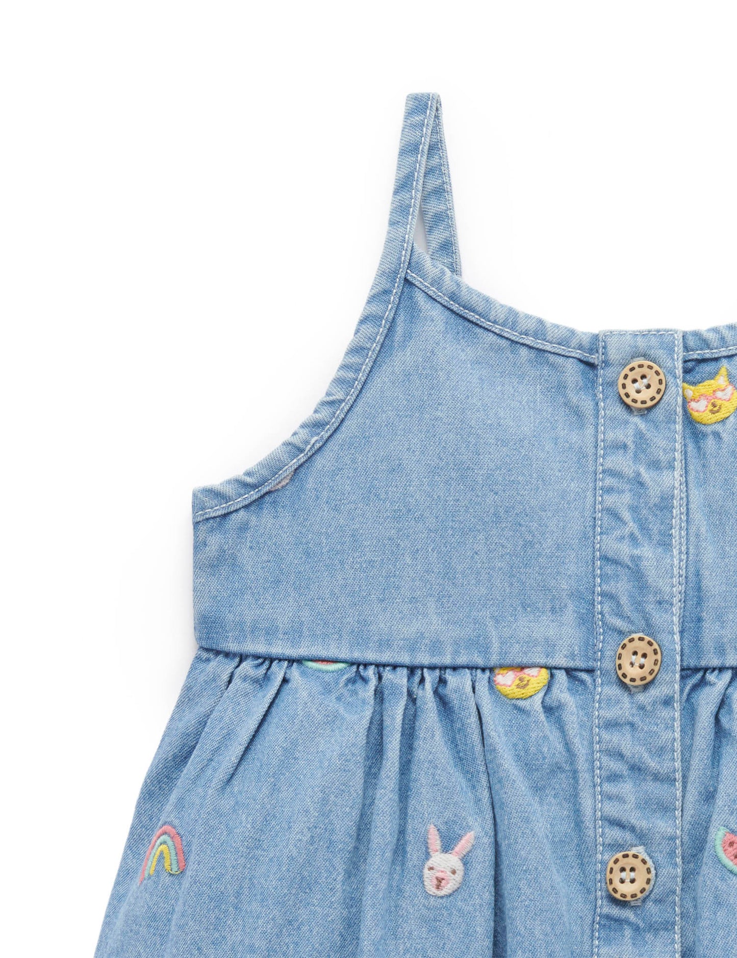 Chambray Broderie Dress