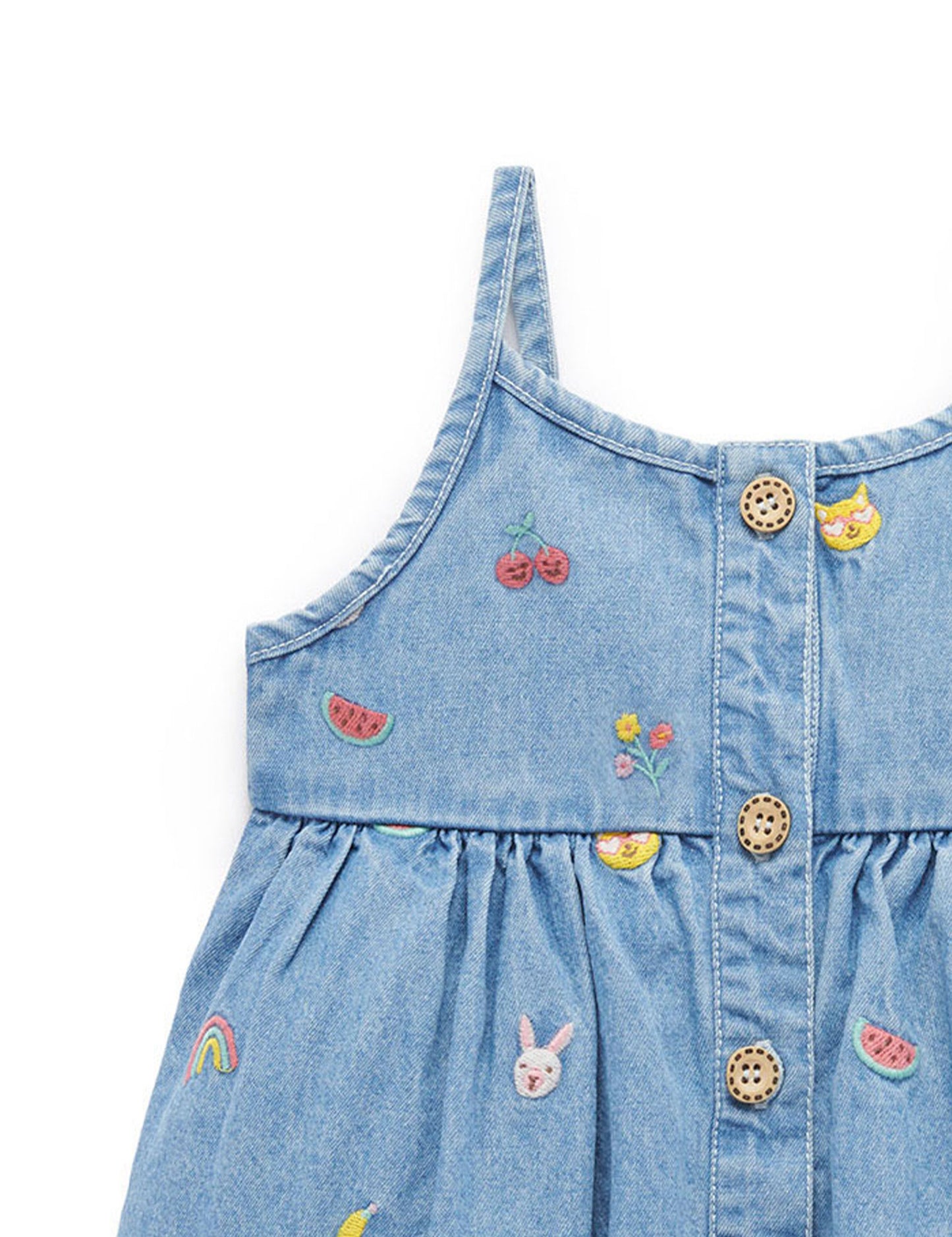 Chambray Broderie Dress