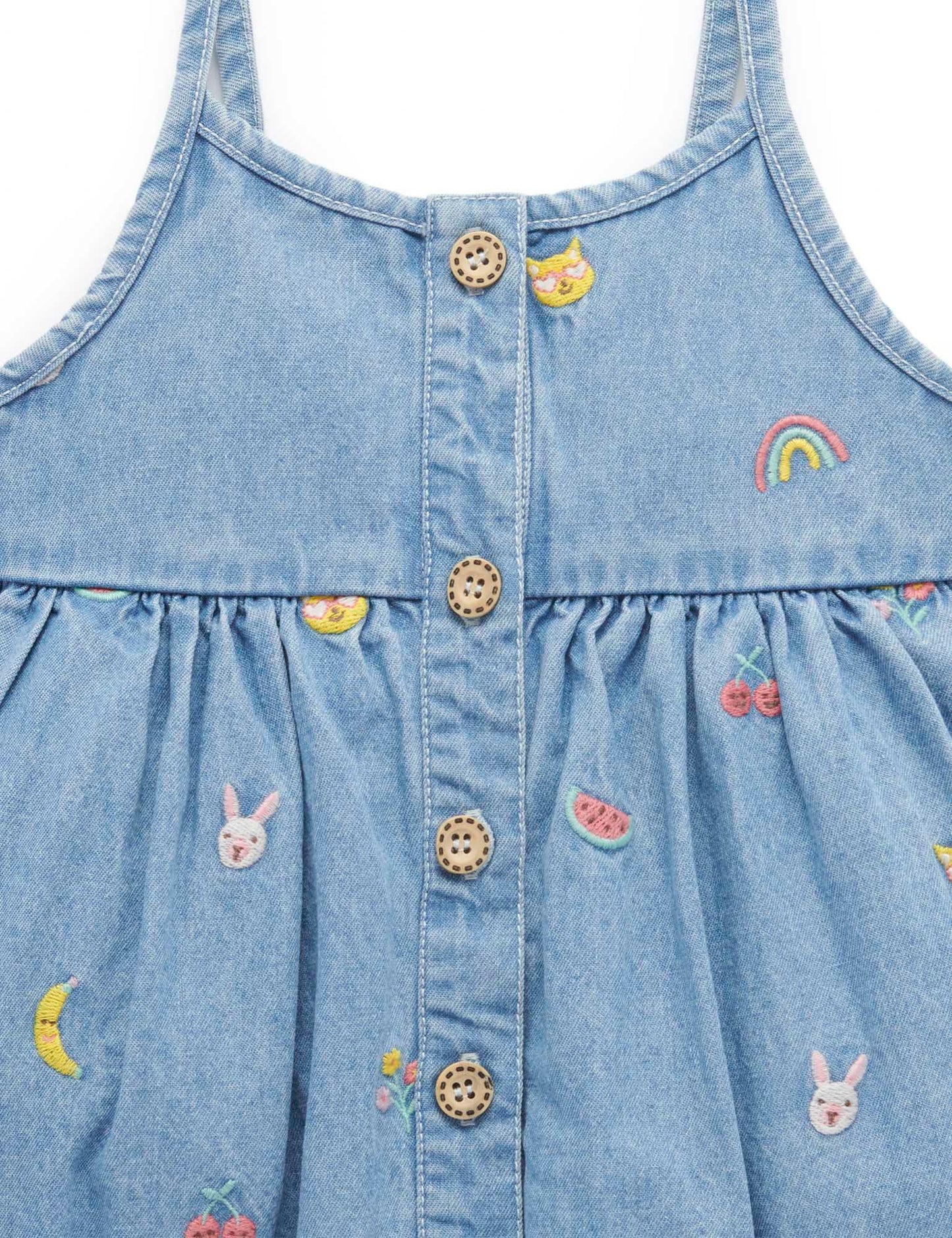 Chambray Broderie Dress