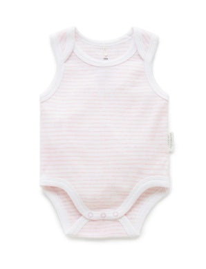 Singlet Bodysuit - Pale Pink Melange Stripe