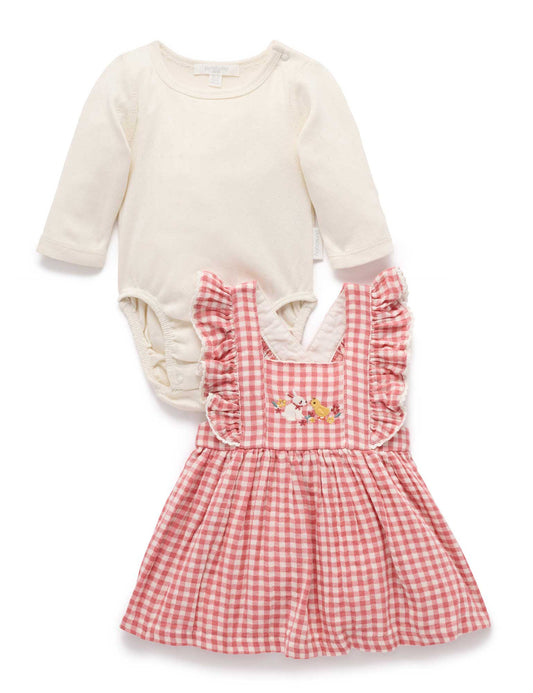 Gingham Pinnie Set in Lilly Pad