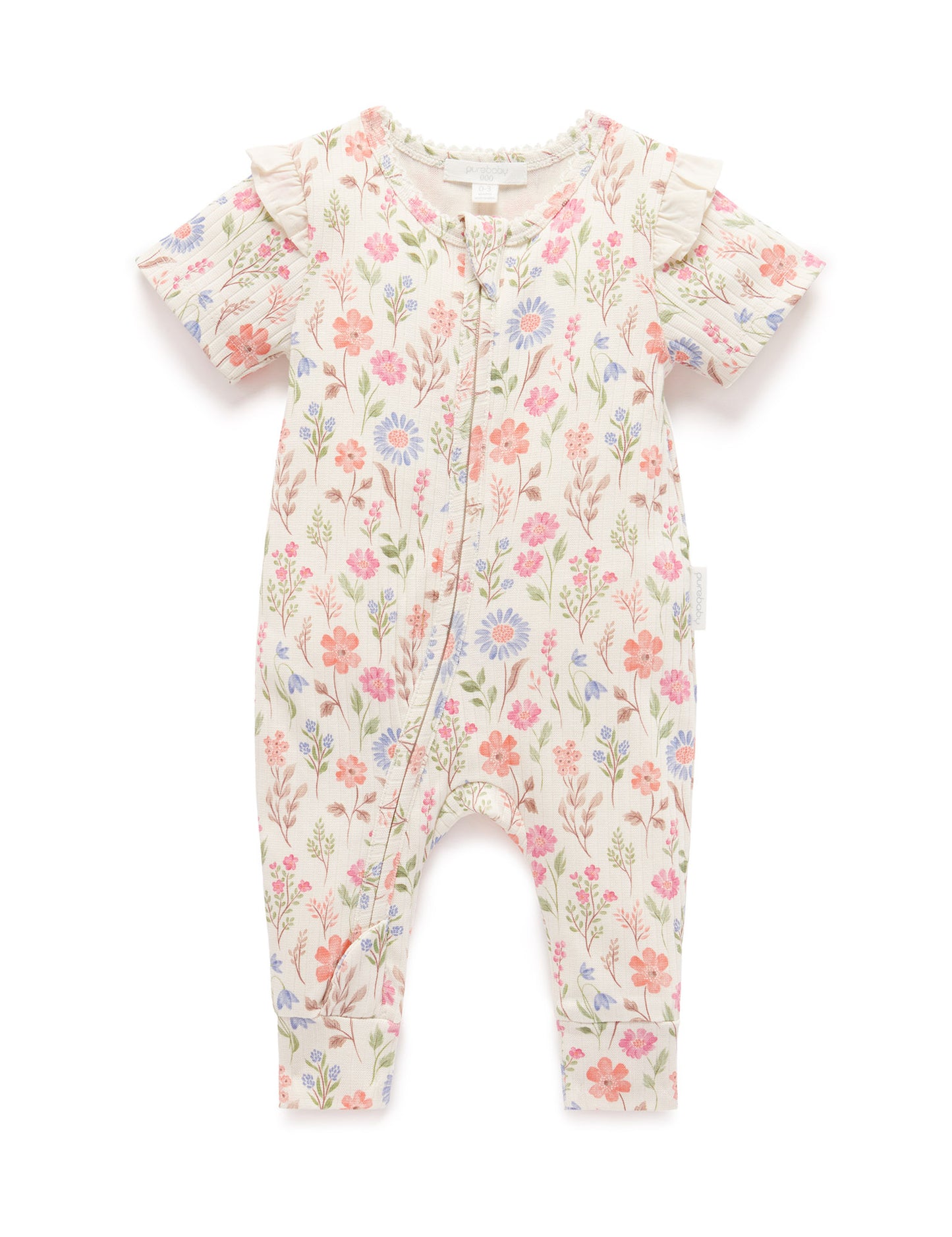 Rib Zip Growsuit in Geranium