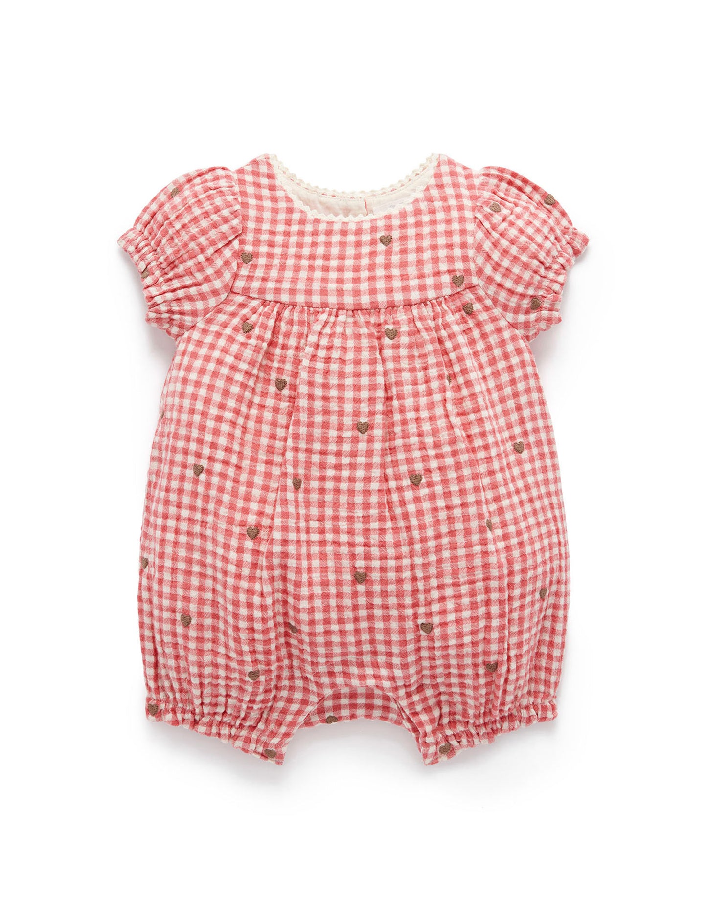 Embroidered Romper in Hearts
