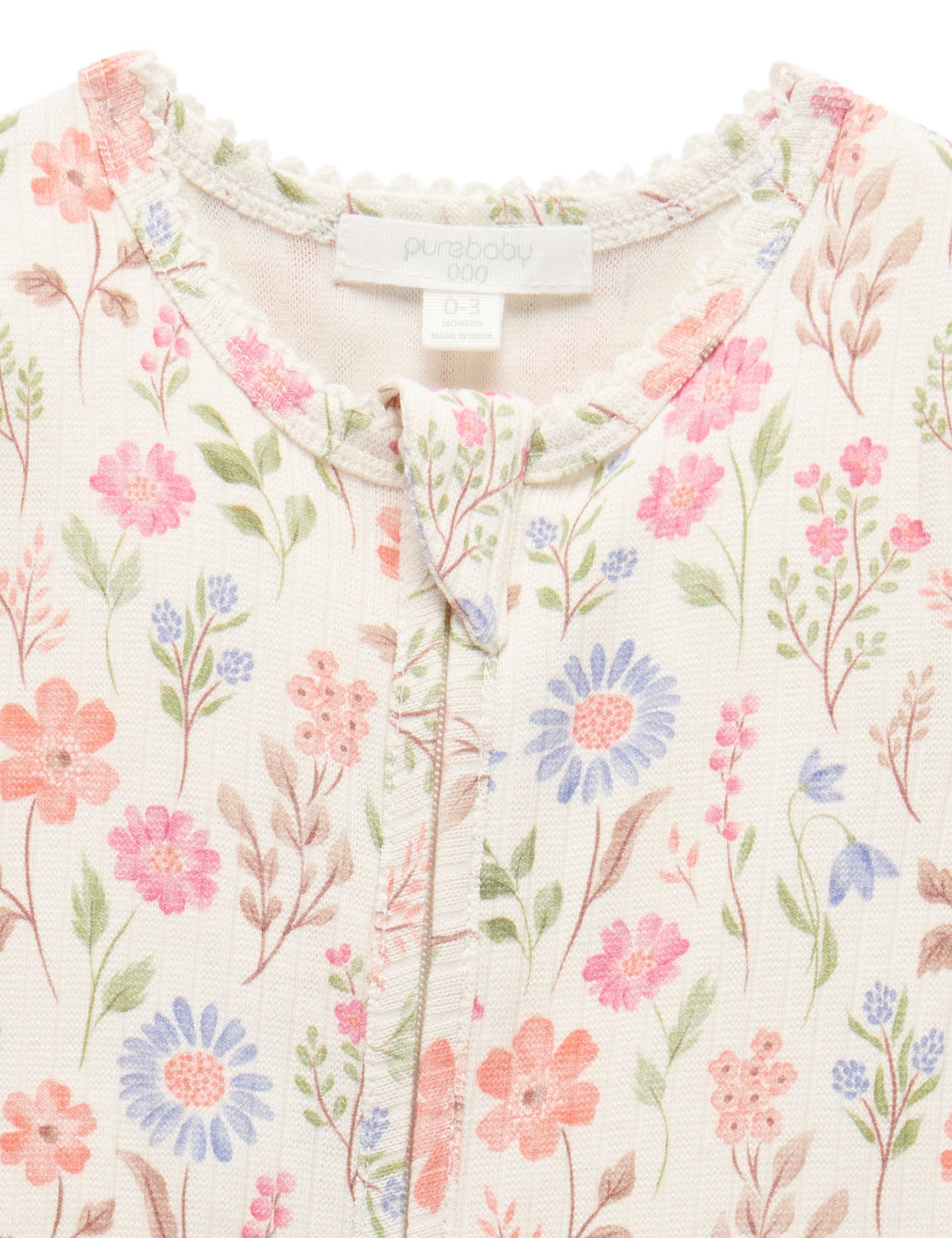 Rib Zip Growsuit in Geranium