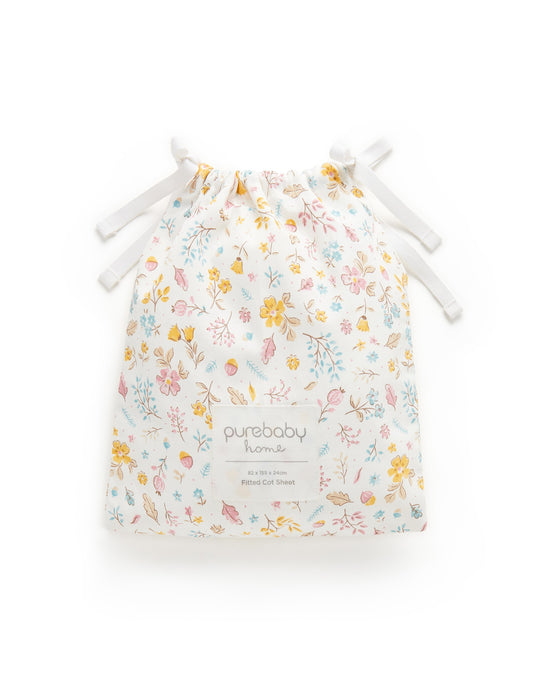 Poplin Printed Cot Sheet in Posy