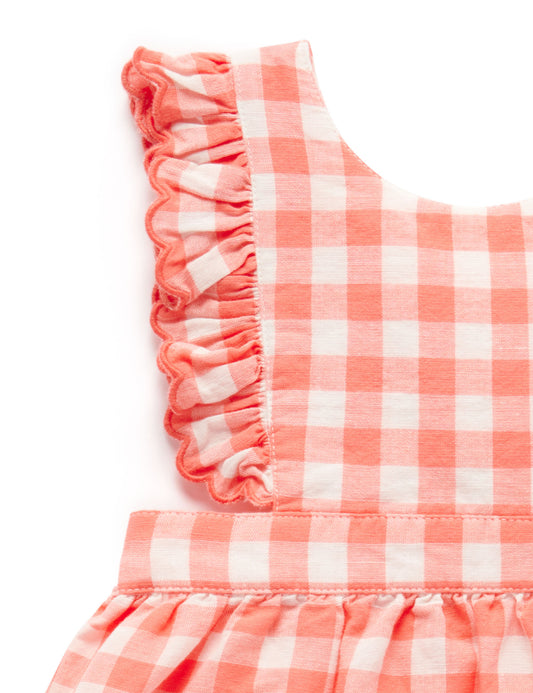 Gingham Pinnie in Coral