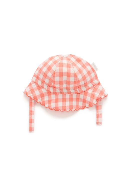 Gingham Hat in Coral