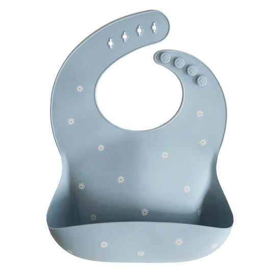 Silicone Baby Bib | White Daisy