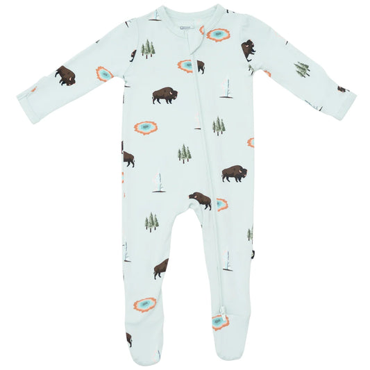 Zippered footie in Yellowstone