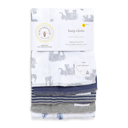 Wandering Elephants Organic Baby Pull on Bibs - 5 Pack