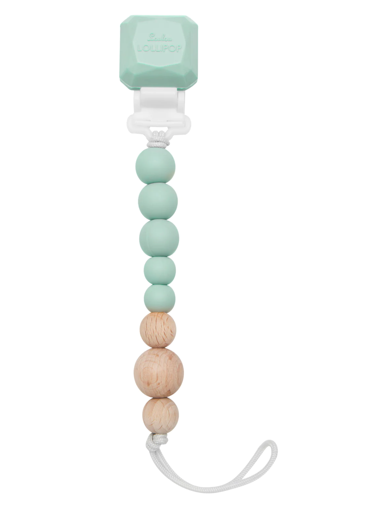 Colour Pop Silicone & Wood Pacifier Clip - Mint